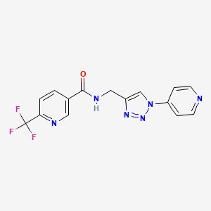 molecular formula C15H11F3N6O B2560565 N-((1-(pyridin-4-yl)-1H-1,2,3-triazol-4-yl)methyl)-6-(trifluoromethyl)nicotinamide CAS No. 2034312-20-2