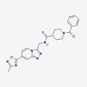 1-benzoyl-N-((7-(3-methyl-1,2,4-oxadiazol-5-yl)-[1,2,4]triazolo[4,3-a]pyridin-3-yl)methyl)piperidine-4-carboxamide