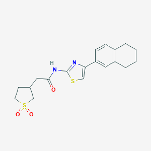 molecular formula C19H22N2O3S2 B256060 2-(1,1-dioxothiolan-3-yl)-N-[4-(5,6,7,8-tetrahydronaphthalen-2-yl)-1,3-thiazol-2-yl]acetamide 