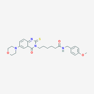 N-[(4-methoxyphenyl)methyl]-6-[6-(morpholin-4-yl)-4-oxo-2-sulfanylidene-1,2,3,4-tetrahydroquinazolin-3-yl]hexanamide