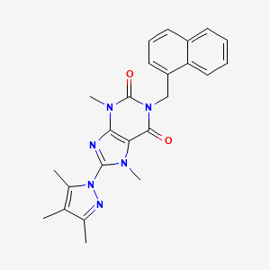 molecular formula C24H24N6O2 B2560635 3,7-二甲基-1-(萘-1-基甲基)-8-(3,4,5-三甲基-1H-吡唑-1-基)-1H-嘌呤-2,6(3H,7H)-二酮 CAS No. 1013971-29-3