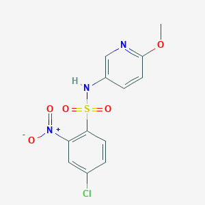 molecular formula C12H10ClN3O5S B2560641 4-氯-N-(6-甲氧基吡啶-3-基)-2-硝基苯磺酰胺 CAS No. 1022580-32-0