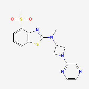 molecular formula C16H17N5O2S2 B2560643 N-Methyl-4-methylsulfonyl-N-(1-pyrazin-2-ylazetidin-3-yl)-1,3-benzothiazol-2-amine CAS No. 2415488-18-3