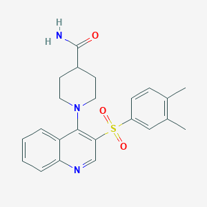 molecular formula C23H25N3O3S B2560652 1-[3-(3,4-Dimethylphenyl)sulfonylquinolin-4-yl]piperidine-4-carboxamide CAS No. 897624-43-0