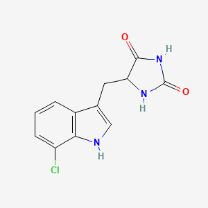 molecular formula C12H10ClN3O2 B2560655 2,4-Imidazolidinedione, 5-[(7-chloro-1H-indol-3-yl)methyl]- CAS No. 1391980-92-9