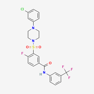 3-[4-(3-chlorophenyl)piperazin-1-yl]sulfonyl-4-fluoro-N-[3-(trifluoromethyl)phenyl]benzamide