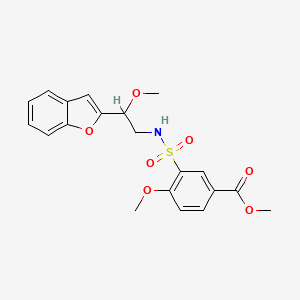 molecular formula C20H21NO7S B2560670 methyl 3-(N-(2-(benzofuran-2-yl)-2-methoxyethyl)sulfamoyl)-4-methoxybenzoate CAS No. 2034609-15-7