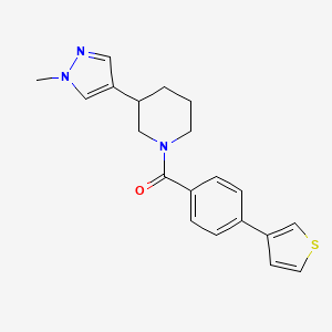 molecular formula C20H21N3OS B2560676 3-(1-methyl-1H-pyrazol-4-yl)-1-[4-(thiophen-3-yl)benzoyl]piperidine CAS No. 2309221-10-9