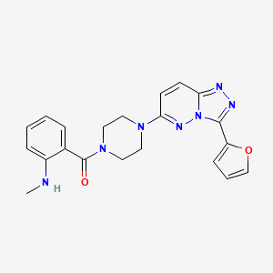 molecular formula C21H21N7O2 B2560677 (4-(3-(Furan-2-yl)-[1,2,4]triazolo[4,3-b]pyridazin-6-yl)piperazin-1-yl)(2-(methylamino)phenyl)methanone CAS No. 1105219-80-4