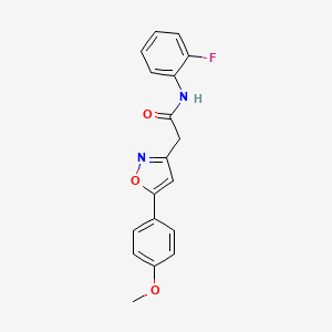 molecular formula C18H15FN2O3 B2560696 N-(2-氟苯基)-2-(5-(4-甲氧基苯基)异恶唑-3-基)乙酰胺 CAS No. 953205-70-4