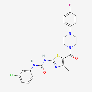 molecular formula C22H21ClFN5O2S B2560701 1-(3-Chlorophenyl)-3-(5-(4-(4-fluorophenyl)piperazine-1-carbonyl)-4-methylthiazol-2-yl)urea CAS No. 941886-59-5