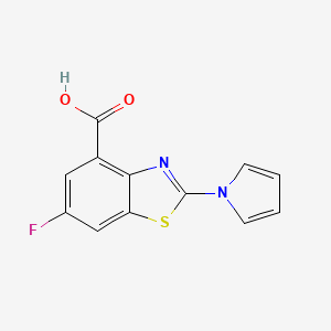 molecular formula C12H7FN2O2S B2560704 6-フルオロ-2-(1H-ピロール-1-イル)ベンゾ[d]チアゾール-4-カルボン酸 CAS No. 1322604-98-7