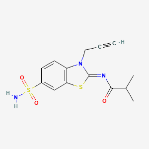 molecular formula C14H15N3O3S2 B2560708 2-甲基-N-(3-丙-2-炔基-6-磺酰胺基-1,3-苯并噻唑-2-亚甲基)丙酰胺 CAS No. 865182-42-9