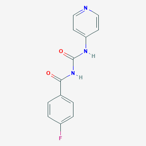 molecular formula C13H10FN3O2 B256071 4-fluoro-N-(pyridin-4-ylcarbamoyl)benzamide 