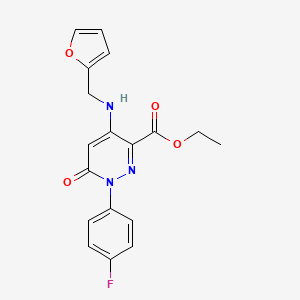 molecular formula C18H16FN3O4 B2560712 Ethyl 1-(4-fluorophenyl)-4-((furan-2-ylmethyl)amino)-6-oxo-1,6-dihydropyridazine-3-carboxylate CAS No. 922016-74-8