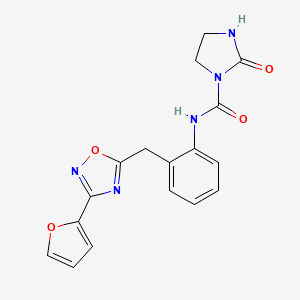 molecular formula C17H15N5O4 B2560735 N-(2-((3-(furan-2-yl)-1,2,4-oxadiazol-5-yl)methyl)phenyl)-2-oxoimidazolidine-1-carboxamide CAS No. 1797181-85-1