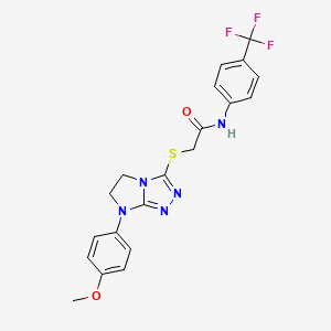 molecular formula C20H18F3N5O2S B2560736 2-((7-(4-methoxyphenyl)-6,7-dihydro-5H-imidazo[2,1-c][1,2,4]triazol-3-yl)thio)-N-(4-(trifluoromethyl)phenyl)acetamide CAS No. 921579-61-5