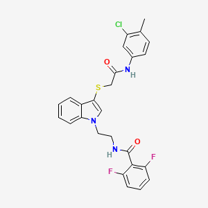 molecular formula C26H22ClF2N3O2S B2560743 N-[2-[3-[2-(3-氯-4-甲基苯胺基)-2-氧代乙基]巯基吲哚-1-基]乙基]-2,6-二氟苯甲酰胺 CAS No. 851714-52-8