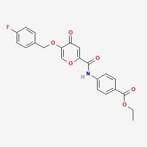 molecular formula C22H18FNO6 B2560750 4-(5-((4-氟苄基)氧基)-4-氧代-4H-吡喃-2-甲酰胺基)苯甲酸乙酯 CAS No. 1021093-81-1