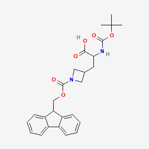 molecular formula C26H30N2O6 B2560751 3-[1-(9H-Fluoren-9-ylmethoxycarbonyl)azetidin-3-yl]-2-[(2-methylpropan-2-yl)oxycarbonylamino]propanoic acid CAS No. 2384499-22-1