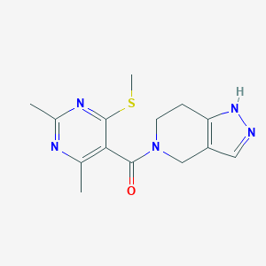 (2,4-Dimethyl-6-methylsulfanylpyrimidin-5-yl)-(1,4,6,7-tetrahydropyrazolo[4,3-c]pyridin-5-yl)methanone