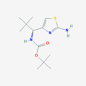 molecular formula C13H23N3O2S B2560764 叔丁基N-[(1R)-1-(2-氨基-1,3-噻唑-4-基)-2,2-二甲基丙基]氨基甲酸酯 CAS No. 2445750-58-1