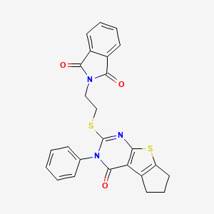 2-(2-((4-oxo-3-phenyl-4,5,6,7-tetrahydro-3H-cyclopenta[4,5]thieno[2,3-d]pyrimidin-2-yl)thio)ethyl)isoindoline-1,3-dione