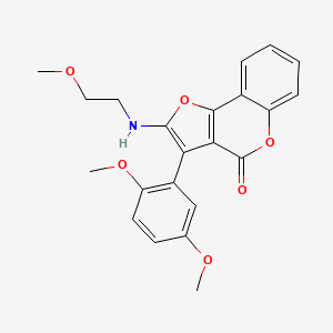 molecular formula C22H21NO6 B2560774 3-(2,5-二甲氧基苯基)-2-((2-甲氧基乙基)氨基)-4H-呋喃并[3,2-c]色烯-4-酮 CAS No. 938037-00-4