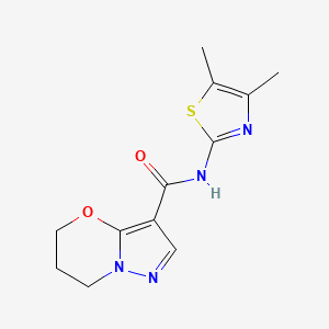 molecular formula C12H14N4O2S B2560785 N-(4,5-dimethylthiazol-2-yl)-6,7-dihydro-5H-pyrazolo[5,1-b][1,3]oxazine-3-carboxamide CAS No. 1428363-21-6