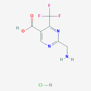 molecular formula C7H7ClF3N3O2 B2560786 2-(氨基甲基)-4-(三氟甲基)嘧啶-5-羧酸;盐酸盐 CAS No. 2375260-32-3