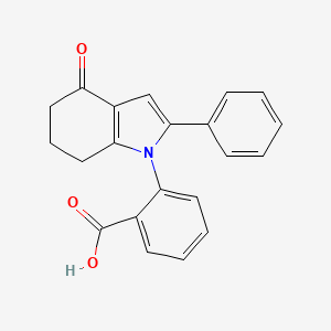 molecular formula C21H17NO3 B2560792 2-(4-oxo-2-phenyl-4,5,6,7-tetrahydro-1H-indol-1-yl)benzoic acid CAS No. 315240-36-9