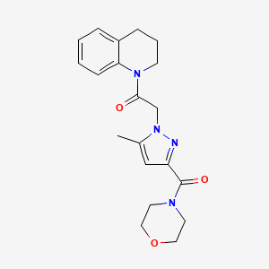 molecular formula C20H24N4O3 B2560794 1-(3,4-dihydroquinolin-1(2H)-yl)-2-(5-methyl-3-(morpholine-4-carbonyl)-1H-pyrazol-1-yl)ethanone CAS No. 1171828-77-5