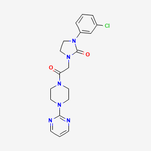 molecular formula C19H21ClN6O2 B2560796 1-(3-Chlorophenyl)-3-(2-oxo-2-(4-(pyrimidin-2-yl)piperazin-1-yl)ethyl)imidazolidin-2-one CAS No. 1251626-49-9