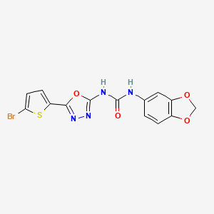 molecular formula C14H9BrN4O4S B2560800 1-(苯并[d][1,3]二氧杂环-5-基)-3-(5-(5-溴噻吩-2-基)-1,3,4-恶二唑-2-基)脲 CAS No. 1286696-98-7