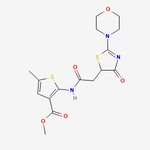 molecular formula C16H19N3O5S2 B2560804 5-甲基-2-(2-(2-吗啉代-4-氧代-4,5-二氢噻唑-5-基)乙酰胺基)噻吩-3-羧酸甲酯 CAS No. 1010923-50-8