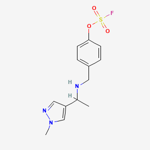 molecular formula C13H16FN3O3S B2560807 4-[1-[(4-Fluorosulfonyloxyphenyl)methylamino]ethyl]-1-methylpyrazole CAS No. 2411237-36-8