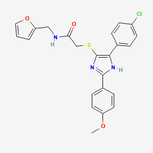 molecular formula C23H20ClN3O3S B2560809 2-((5-(4-氯苯基)-2-(4-甲氧基苯基)-1H-咪唑-4-基)硫)-N-(呋喃-2-基甲基)乙酰胺 CAS No. 901234-62-6