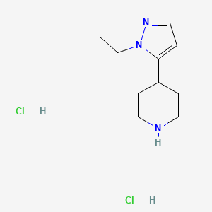 molecular formula C10H19Cl2N3 B2560834 4-(2-Ethylpyrazol-3-yl)piperidine;dihydrochloride CAS No. 2413886-48-1