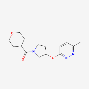 molecular formula C15H21N3O3 B2560845 (3-((6-甲基吡啶并氮杂卓-3-基)氧代)吡咯烷-1-基)(四氢-2H-吡喃-4-基)甲酮 CAS No. 2034222-30-3