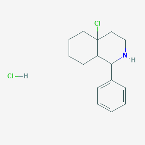 molecular formula C15H21Cl2N B2560846 4a-Chloro-1-phenyldecahydroisoquinoline hydrochloride CAS No. 1051919-46-0