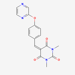 molecular formula C17H14N4O4 B2560849 1,3-dimethyl-5-{[4-(2-pyrazinyloxy)phenyl]methylene}-2,4,6(1H,3H,5H)-pyrimidinetrione CAS No. 866156-95-8