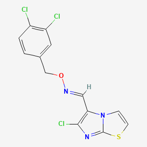 molecular formula C13H8Cl3N3OS B2560860 6-chloroimidazo[2,1-b][1,3]thiazole-5-carbaldehyde O-(3,4-dichlorobenzyl)oxime CAS No. 338976-48-0