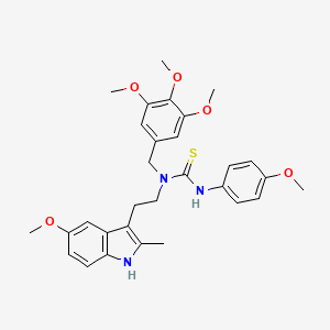molecular formula C30H35N3O5S B2560866 1-(2-(5-methoxy-2-methyl-1H-indol-3-yl)ethyl)-3-(4-methoxyphenyl)-1-(3,4,5-trimethoxybenzyl)thiourea CAS No. 850934-54-2