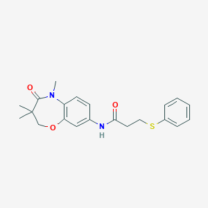 molecular formula C21H24N2O3S B2560882 3-(phenylthio)-N-(3,3,5-trimethyl-4-oxo-2,3,4,5-tetrahydrobenzo[b][1,4]oxazepin-8-yl)propanamide CAS No. 1206989-02-7