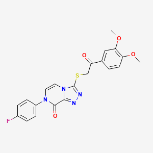 molecular formula C21H17FN4O4S B2560892 3-((2-(3,4-dimethoxyphenyl)-2-oxoethyl)thio)-7-(4-fluorophenyl)-[1,2,4]triazolo[4,3-a]pyrazin-8(7H)-one CAS No. 1242871-47-1
