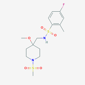 4-fluoro-N-[(1-methanesulfonyl-4-methoxypiperidin-4-yl)methyl]-2-methylbenzene-1-sulfonamide
