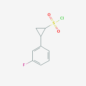 molecular formula C9H8ClFO2S B2560897 2-(3-Fluorophenyl)cyclopropane-1-sulfonyl chloride CAS No. 1258884-77-3