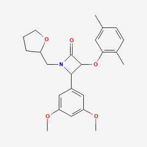 4-(3,5-Dimethoxyphenyl)-3-(2,5-dimethylphenoxy)-1-(oxolan-2-ylmethyl)azetidin-2-one