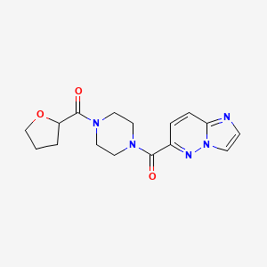 molecular formula C16H19N5O3 B2560901 1-{Imidazo[1,2-b]pyridazine-6-carbonyl}-4-(oxolane-2-carbonyl)piperazine CAS No. 2415635-00-4