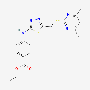 Ethyl 4-[(5-{[(4,6-dimethylpyrimidin-2-yl)sulfanyl]methyl}-1,3,4-thiadiazol-2-yl)amino]benzoate